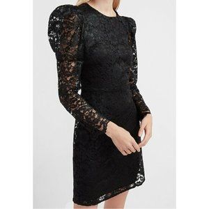 Express Black Lace Puff Sleeve Dress XS